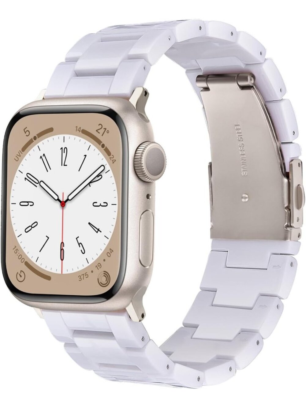 Women's White Starlight Featherlight Resin Apple Band Lightweight Wrist Watch